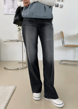 [XS-M]흑청 워싱 와이드 키작녀 팬츠(150~155cm)